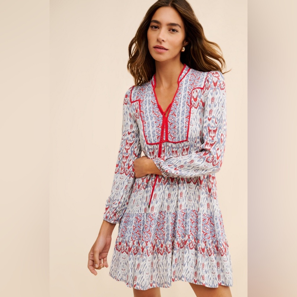 Anthropologie Red and White Patterned Dress